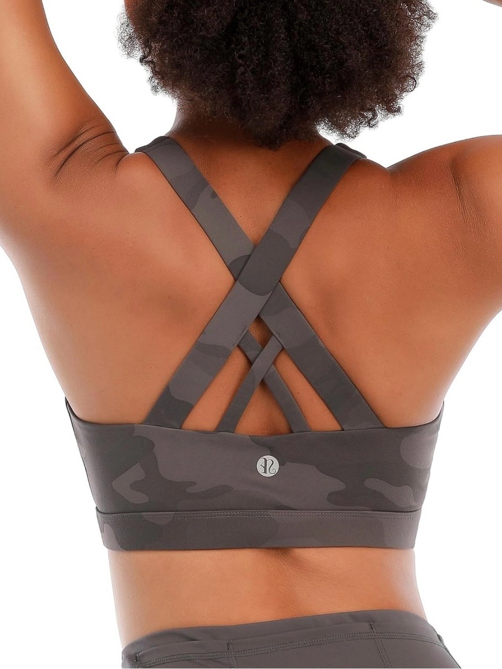 Running Girl Gray Camo Crossback Sports Bra Women Small S